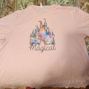 Light pink Canvas T-shirt with Disney type castle picture on the front! 3X